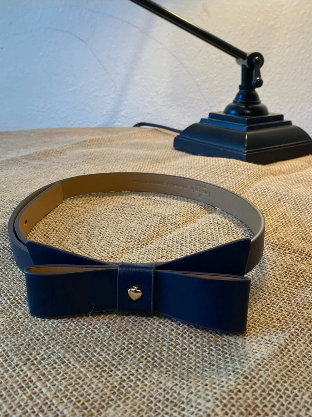 kate spade Navy Bow Skinny Leather Belt S